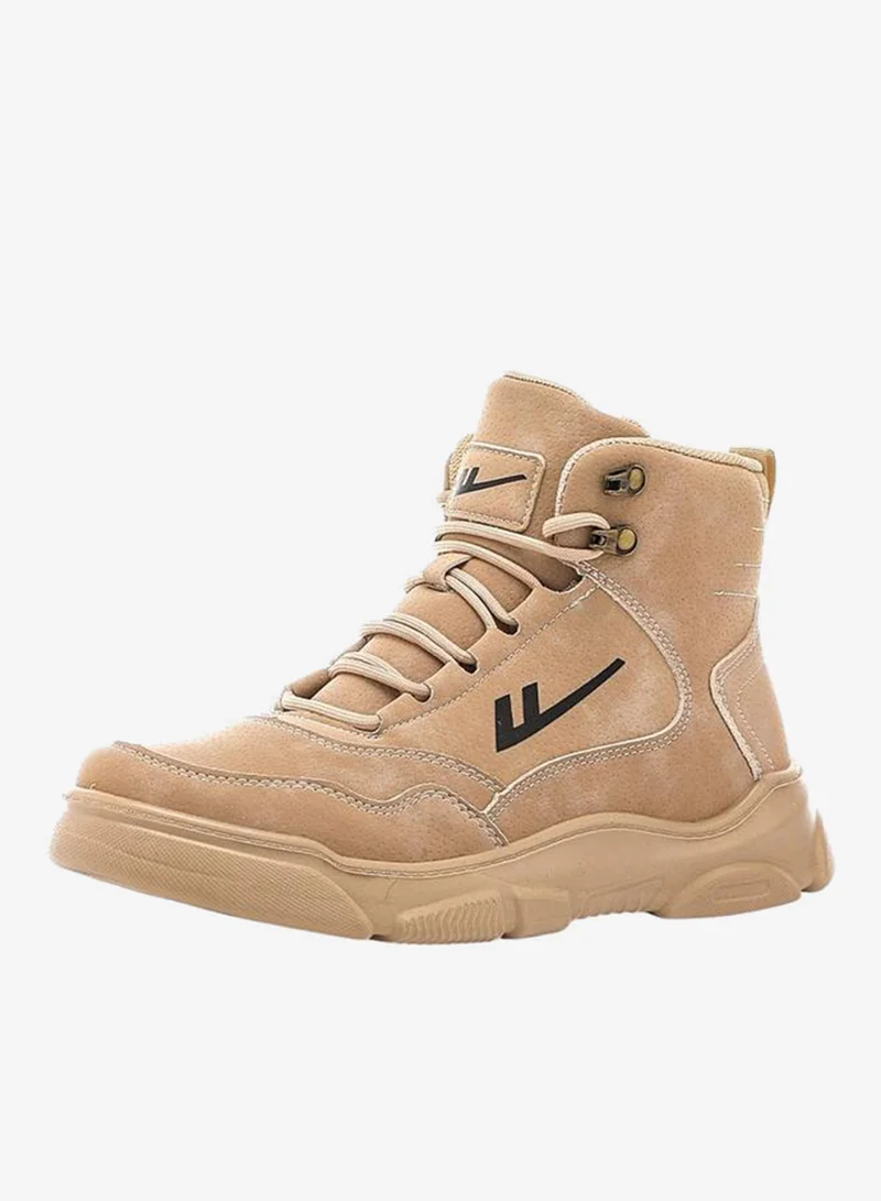 بابيا حذاء بوت برباط وتفاصيل شعار للرجال